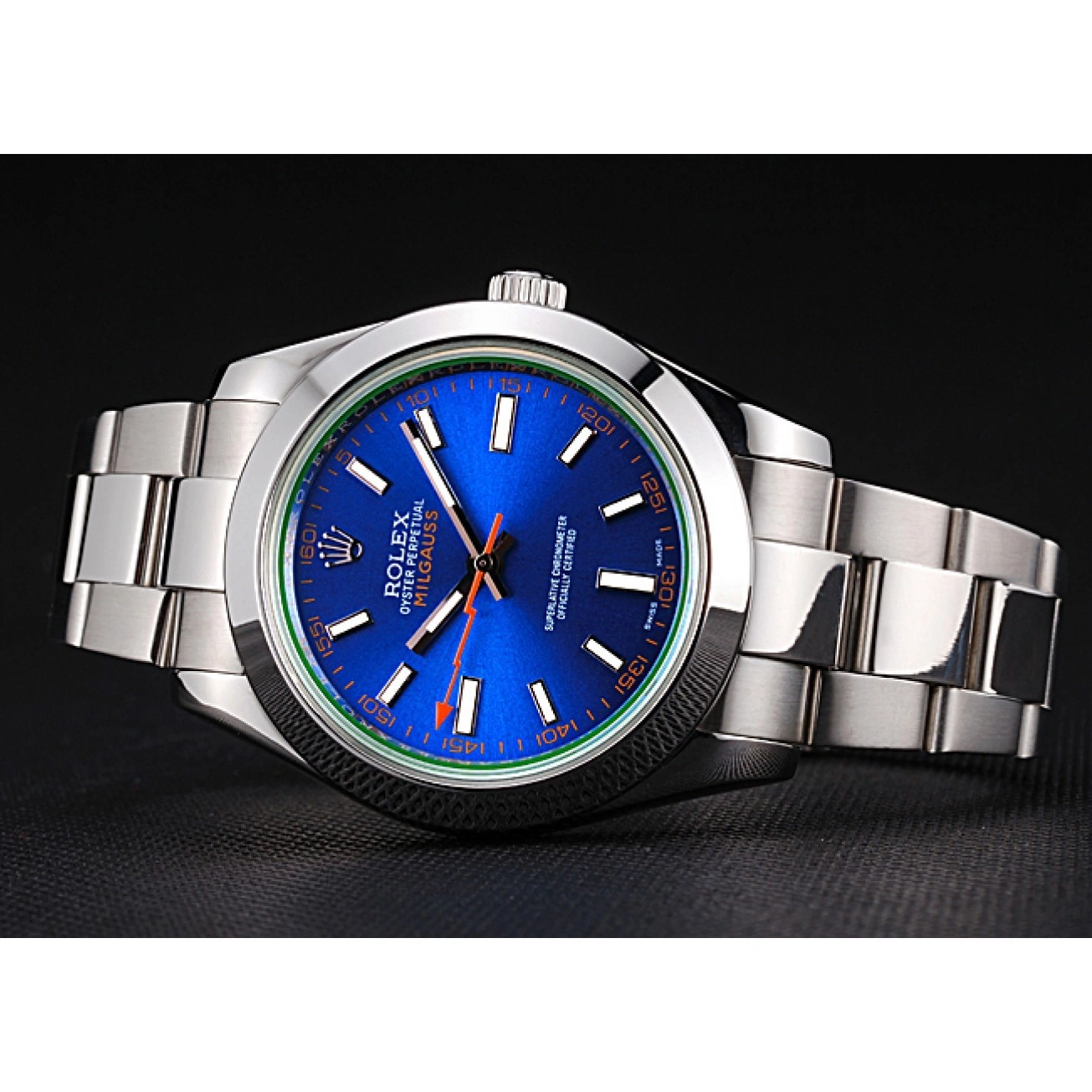Aaa replica watch And Dial Bezel Milgauss Stainless 622838 Rolex Steel Blue Case 0803